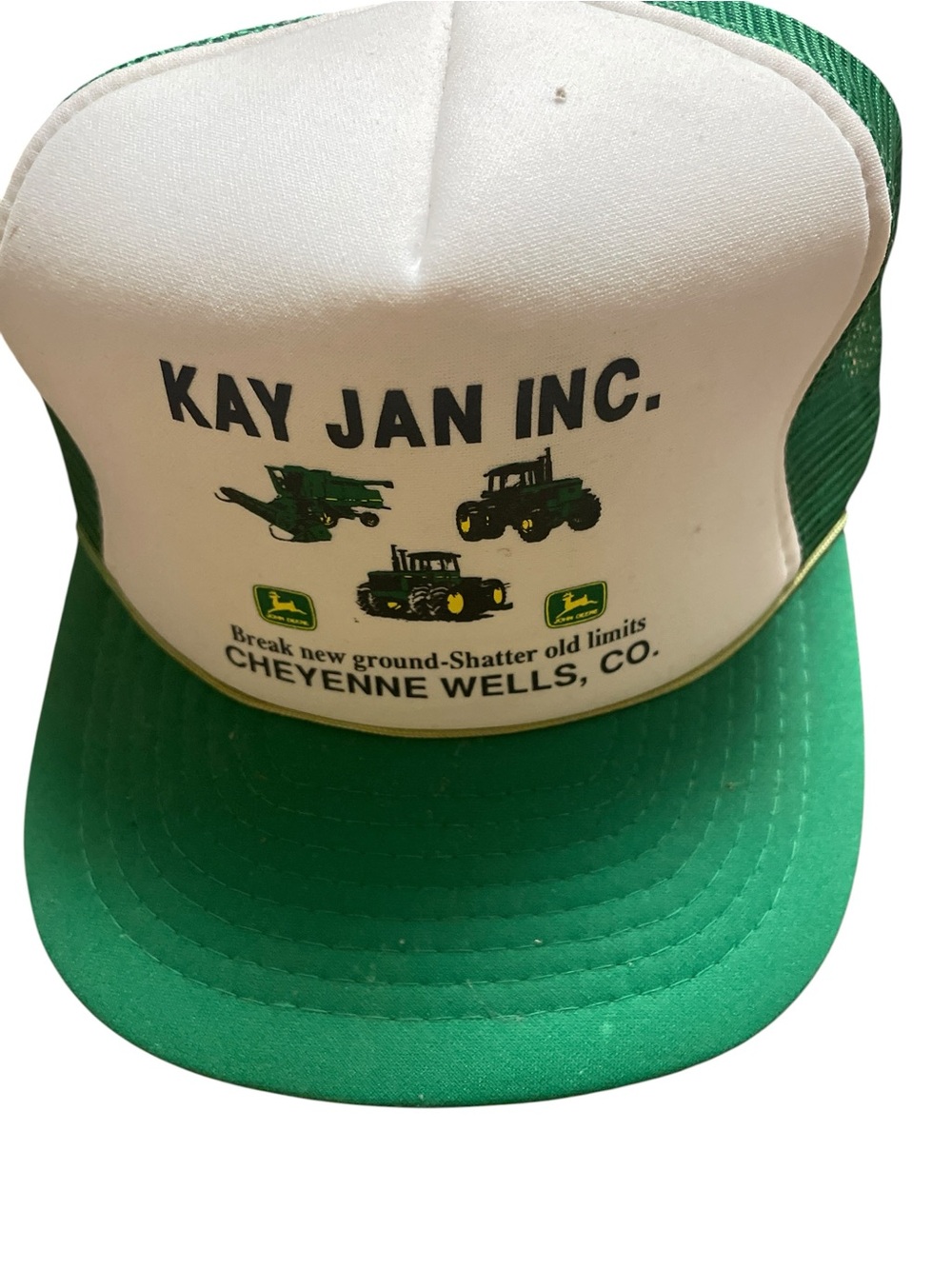 Vintage Kay Jan Inc John Deere Trucker Hat Cheyenne Wells CO Snapback